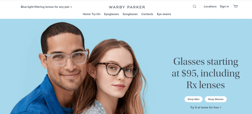 halaman pendaratan warby parker